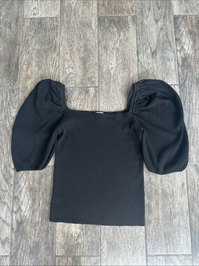 Winslow Square Neck Puff Sleeve Knit Top Blouse - Size Small